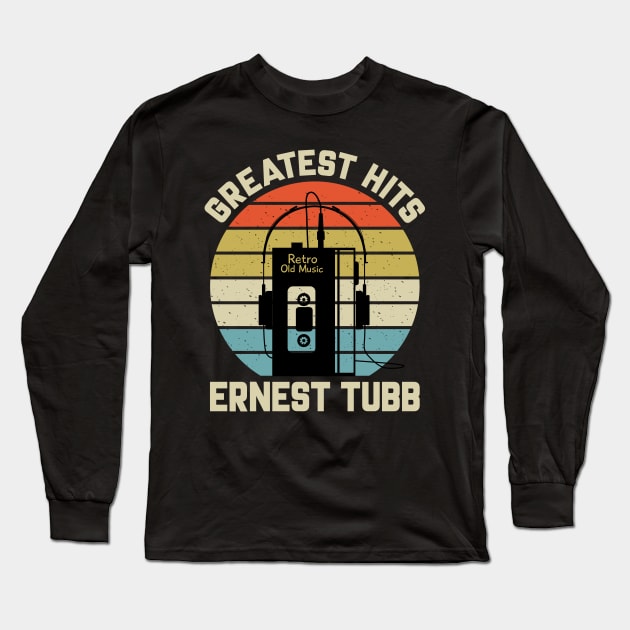 Greatest Hits Ernest Retro Walkman Tubb Vintage Art Long Sleeve T-Shirt by Dinosaur Mask Store